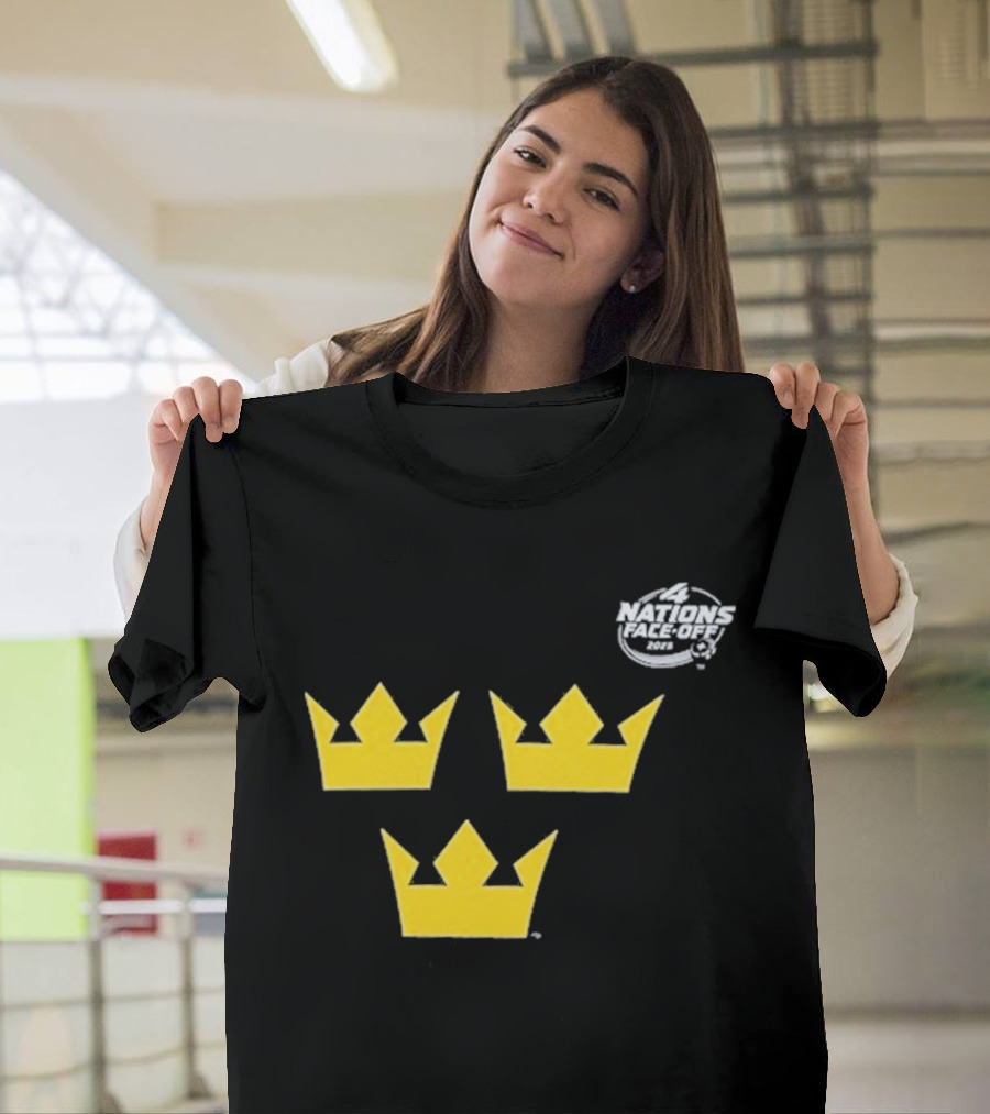 Awesome Sweden 2025 4 Nations Face-Off Primary Tre Kronor Yellow Crowns T-Shirt