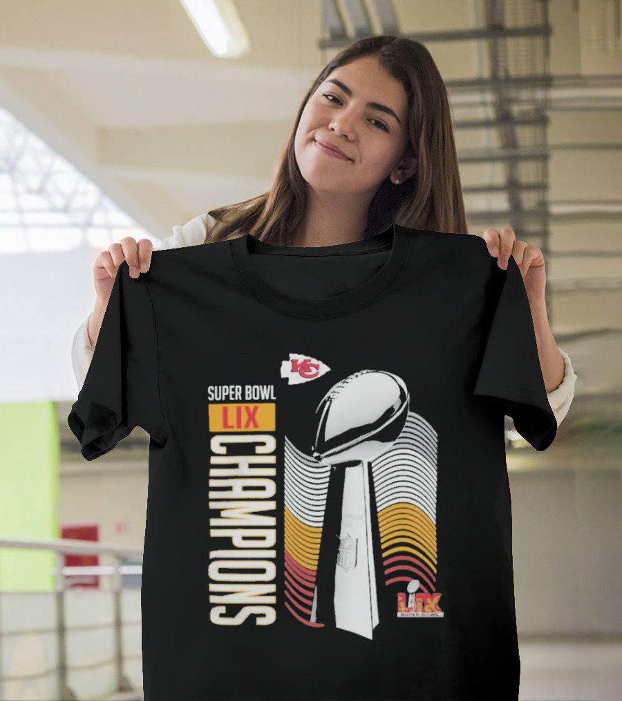 Super Bowl LIX Champions Lombardi Trophy Kansas City Chiefs T-Shirt