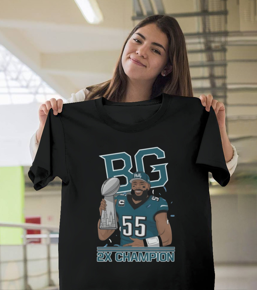 BG Brandon Graham Philly 55 2X Champion Super Bowl Trophy T-Shirt