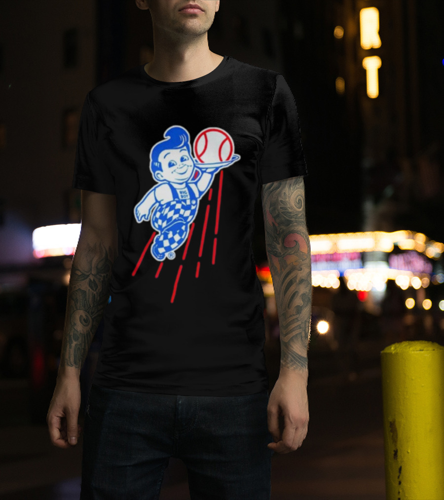 Big Boy Baseball Los Angeles Dodgers Checker Overalls Red Stripes T-Shirt