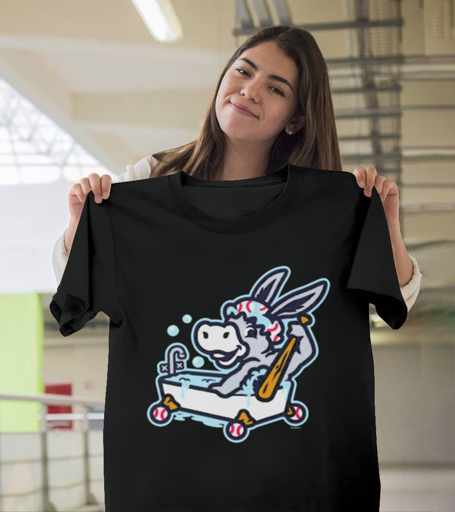 Binghamton Bathtub Donkeys Riding Bathtub Baseball Bats Binghamton Rumble Ponies T-Shirt