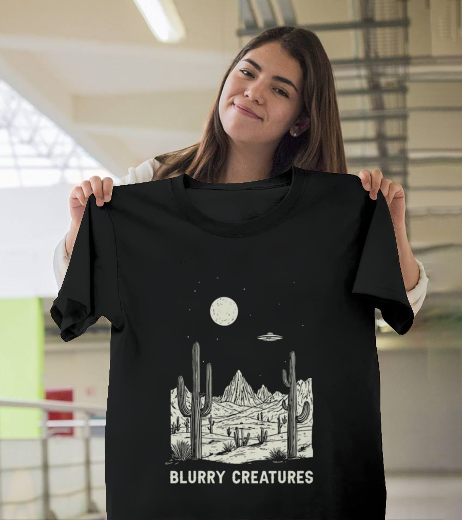 Blurry Creatures Desert Nights UFO Cactus Moon T-Shirt
