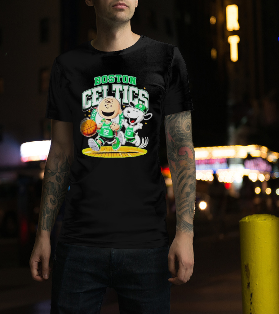 Boston Celtics Charlie Brown Snoopy Basketball Fan Fun T-Shirt