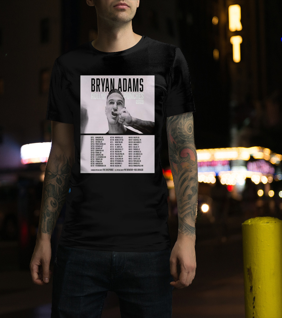 Bryan Adams Roll With The Punches 2025 North America Tour T-Shirt