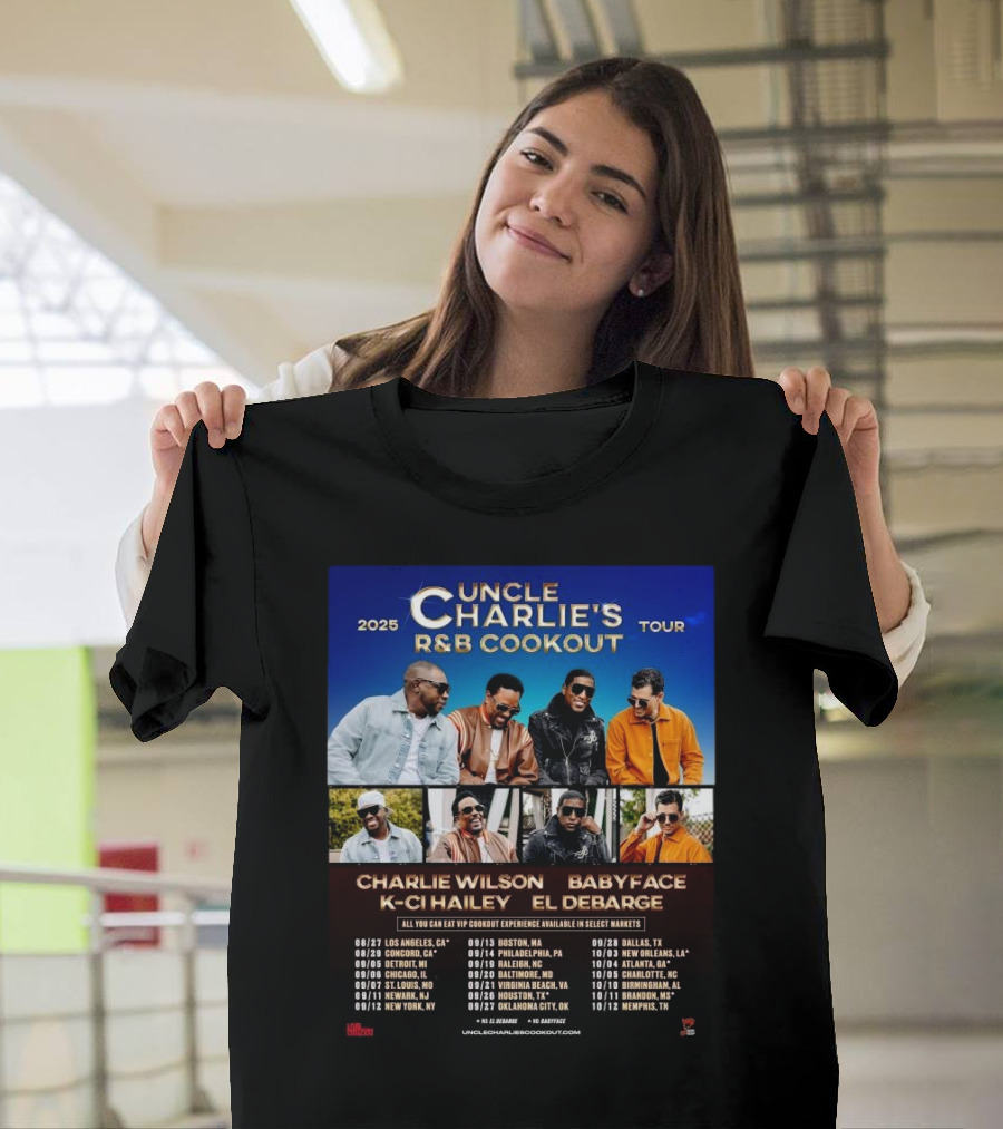 Charlie Wilson Events Uncle Charlie’s R&B Cookout Tour 2025 Schedules Cities Tour T-Shirt