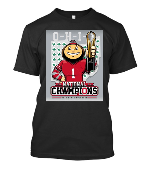 College Football Playoff 2024 National Champion Ohio State Buckeyes Brutus Mascot T-Shirt