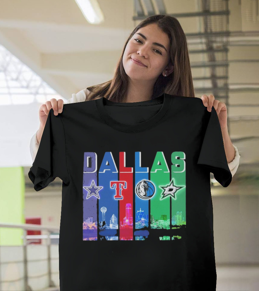Dallas Retro Skyline Sports Teams Logo T-Shirt