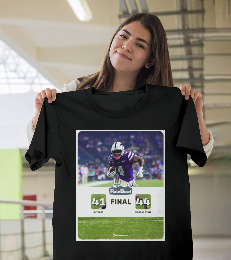 Final Rutgers Scarlet Knights Vs Kansas State Wildcats 41- 44 Rate Bowl Wildcats Go Home Winners T-Shirt
