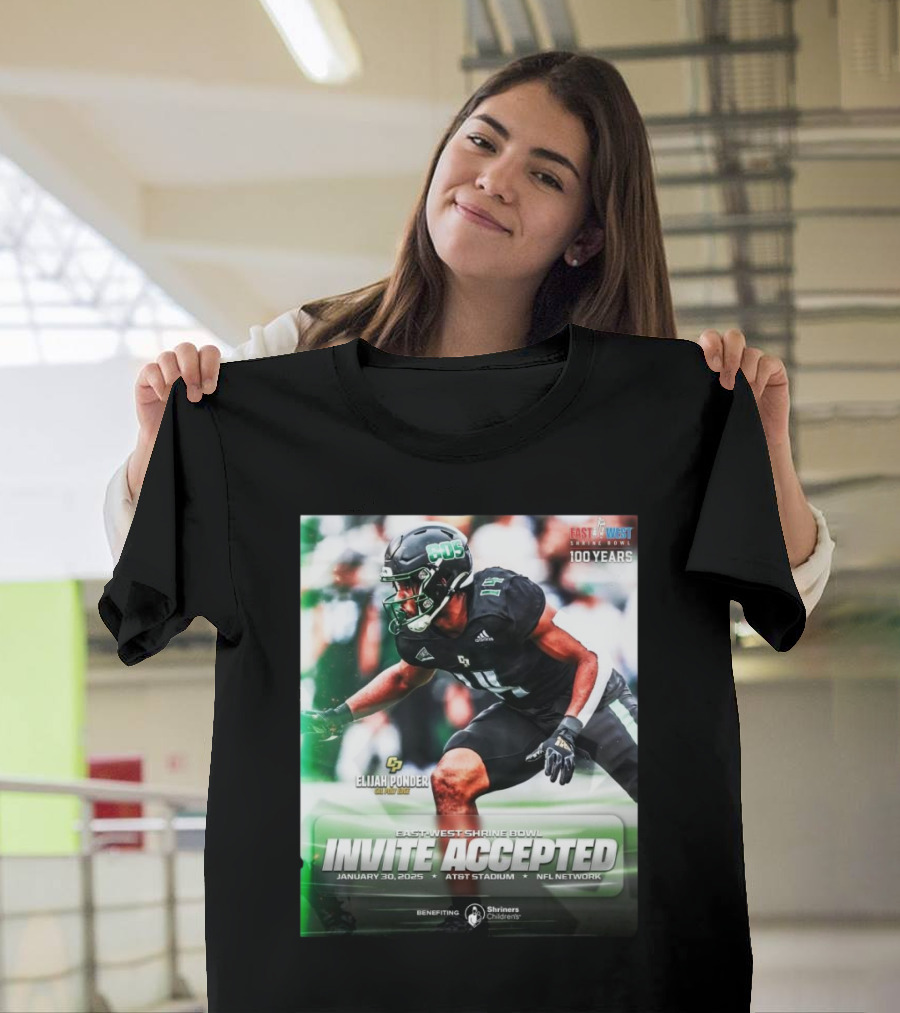 Elijah Ponder Cal Poly Mustangs East-West Shrine Bowl Invite Accepted Jan 30 2025 AT&T Stadium T-Shirt