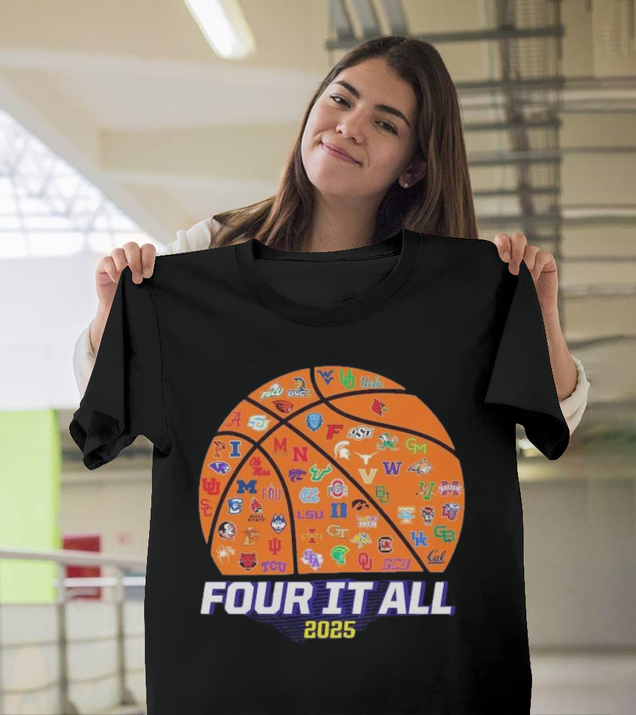 Four It All March Madness 2025 Women’s Basketball Logos T-Shirt