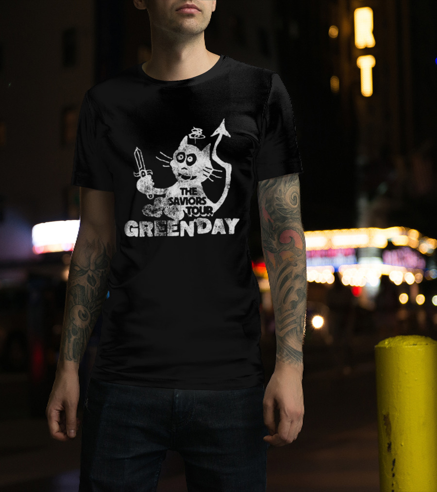Green Day Cat And Sword T-Shirt