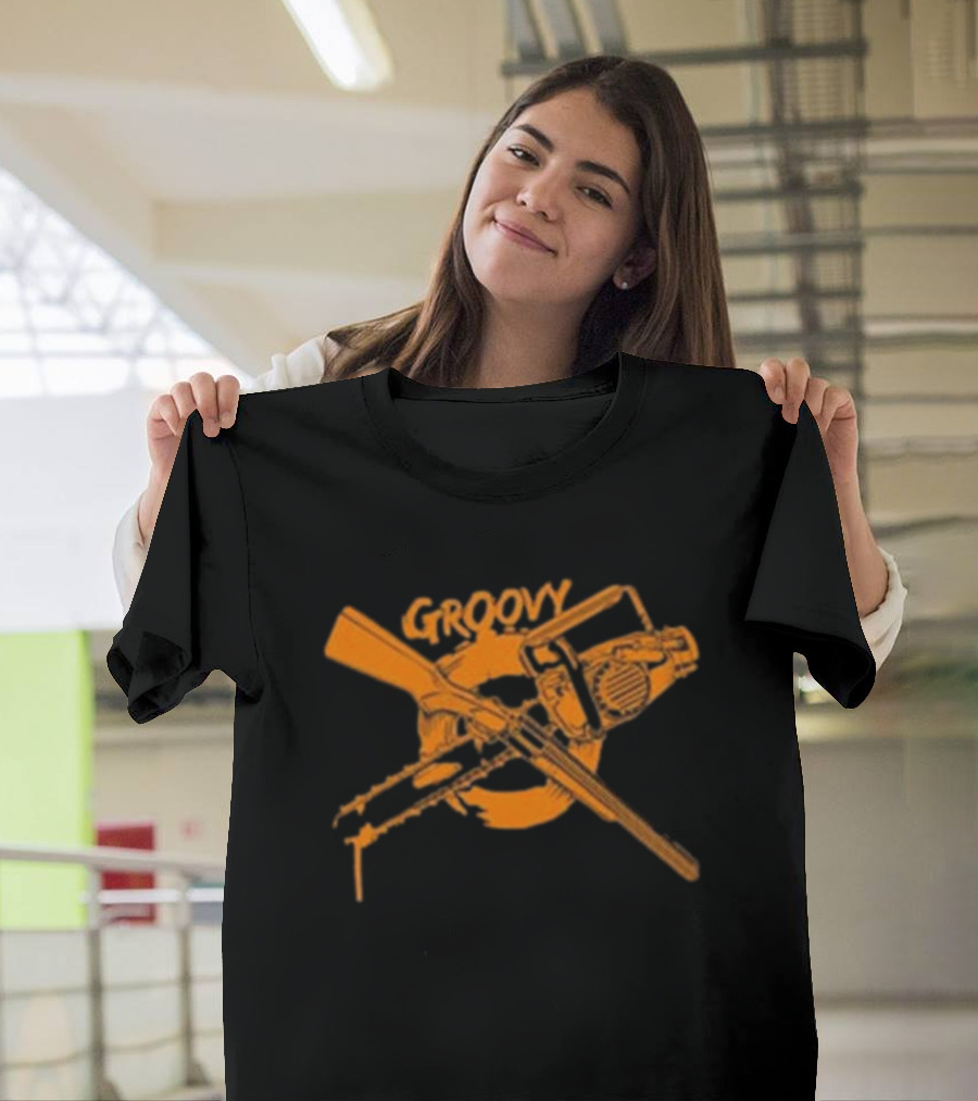 Groovy Chainsaw And Boomstick Shotgun T-Shirt