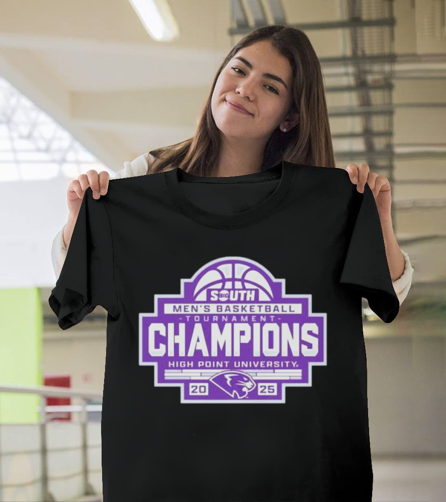 High Point Panthers 2025 Big South men’s basketball conference tournament champions T-Shirt