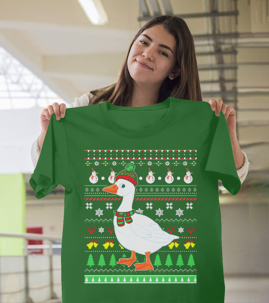 Goose Lover Christmas Snowman Knit T-Shirt