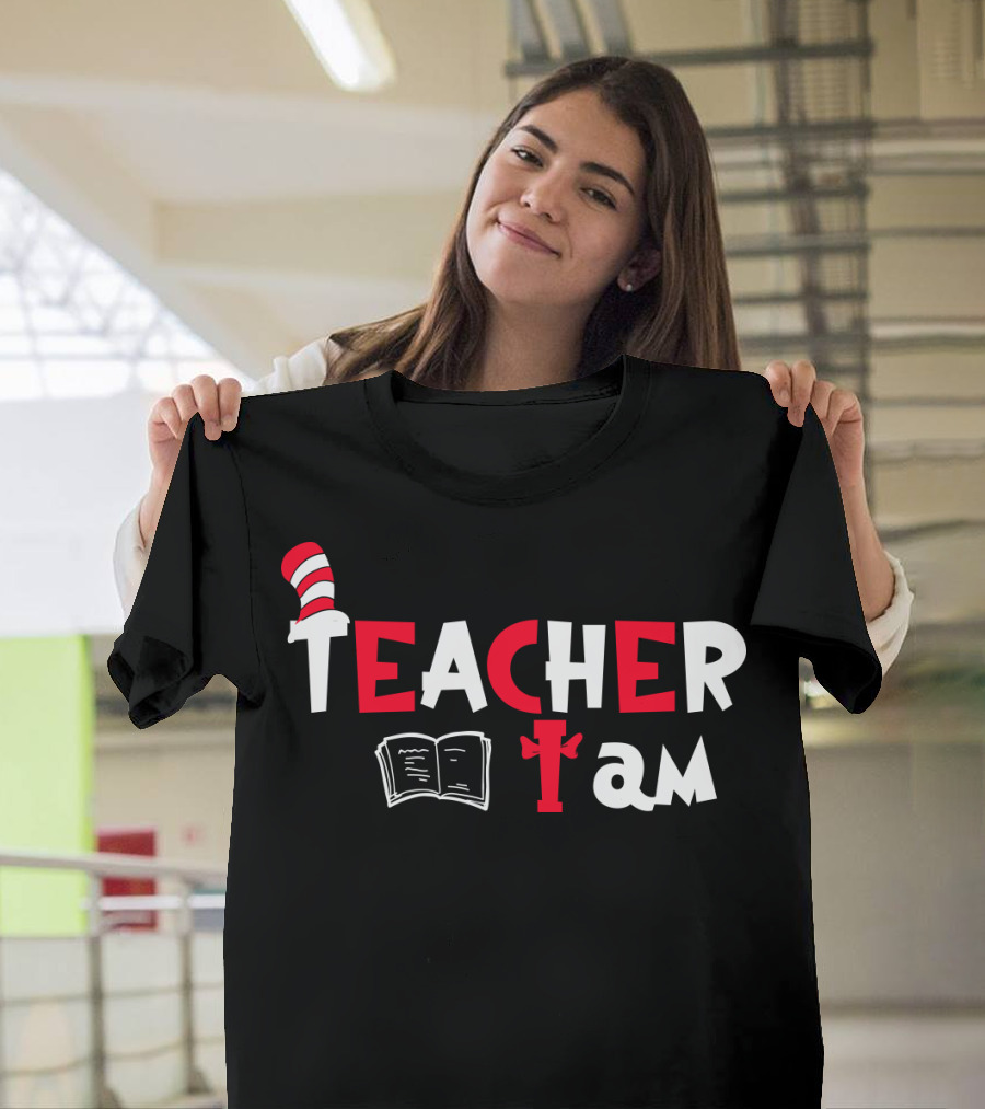 Teacher I Am Cat Hat Book T-Shirt