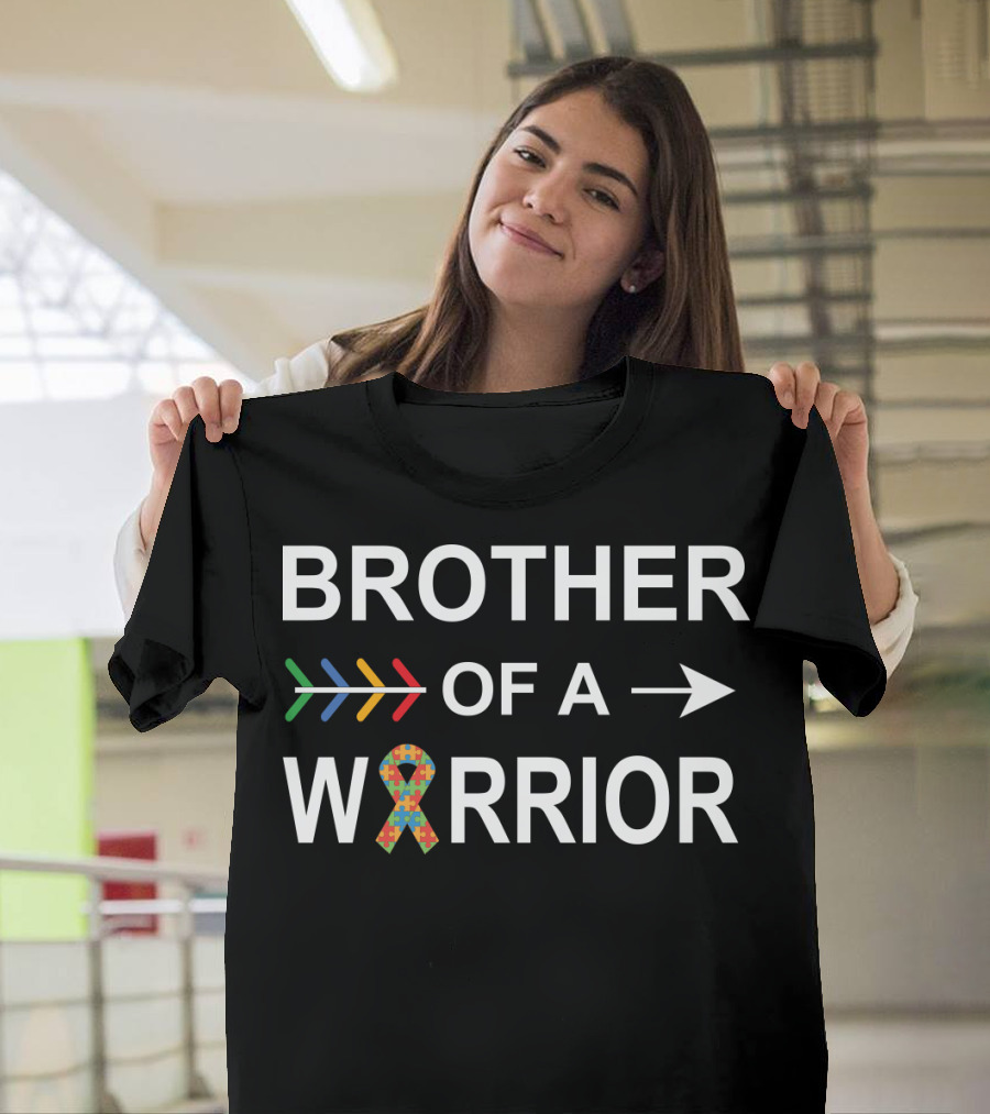 Brother of a Warrior Autism Puzzle Piece Arrow T-Shirt