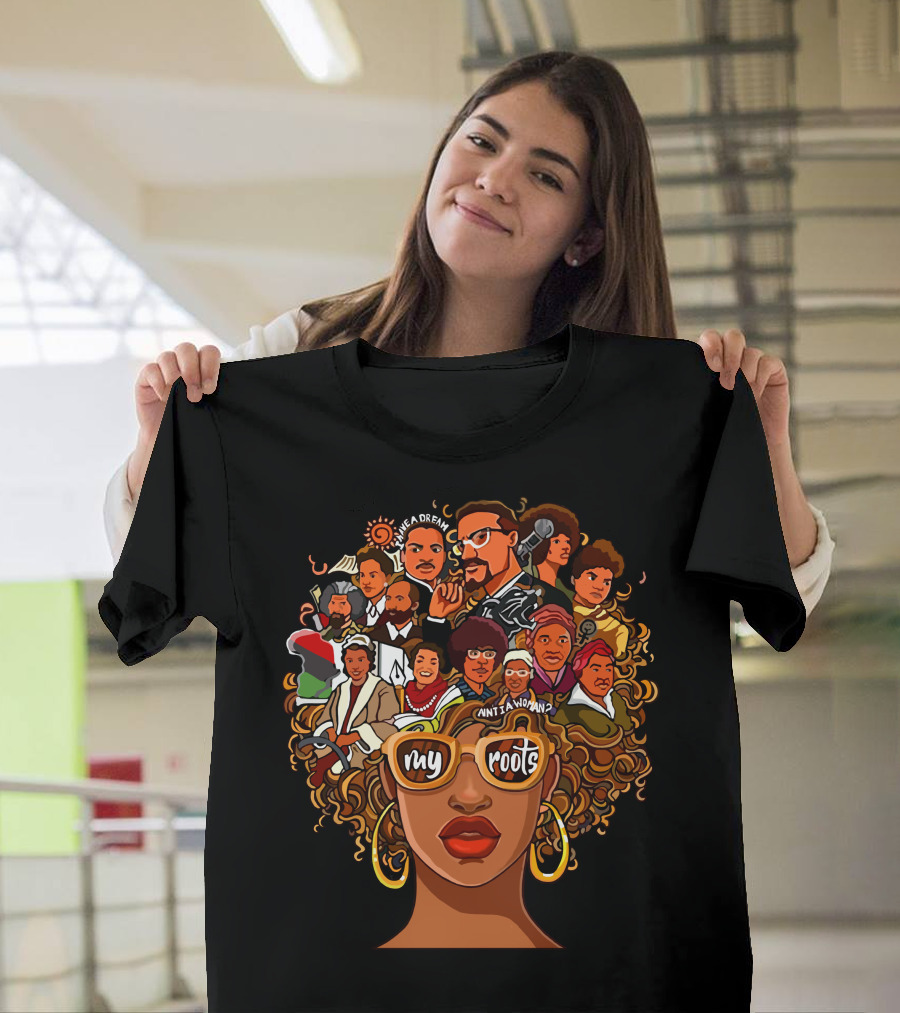 My Roots Icons with Cultural Heritage Faces and Bold Hair T-Shirt