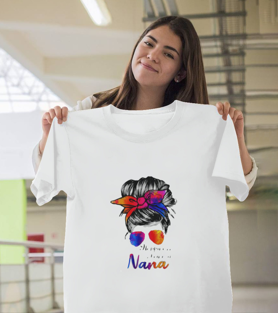 Happiness Is Being a Nana Colorful Bandana and Sunglasses T-Shirt