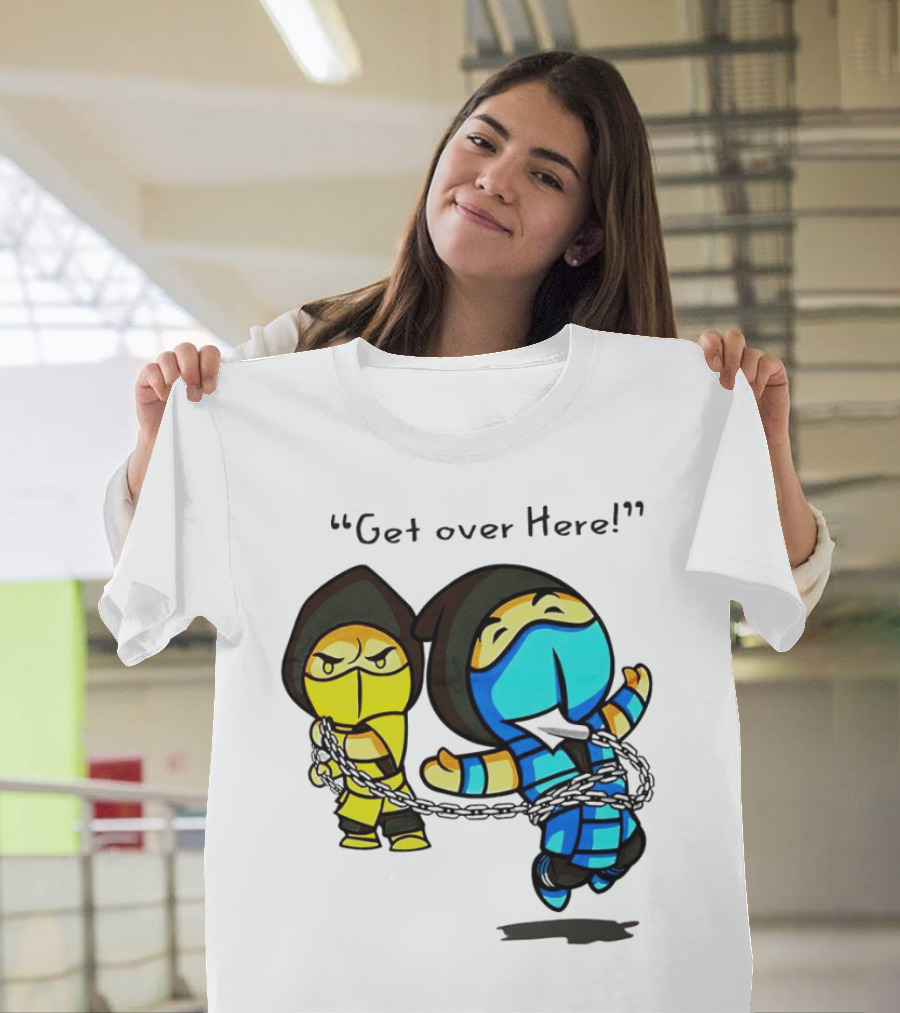 Mortal Kombat Get Over Here Scorpion and Sub-Zero Chibi Chain Combat T-Shirt