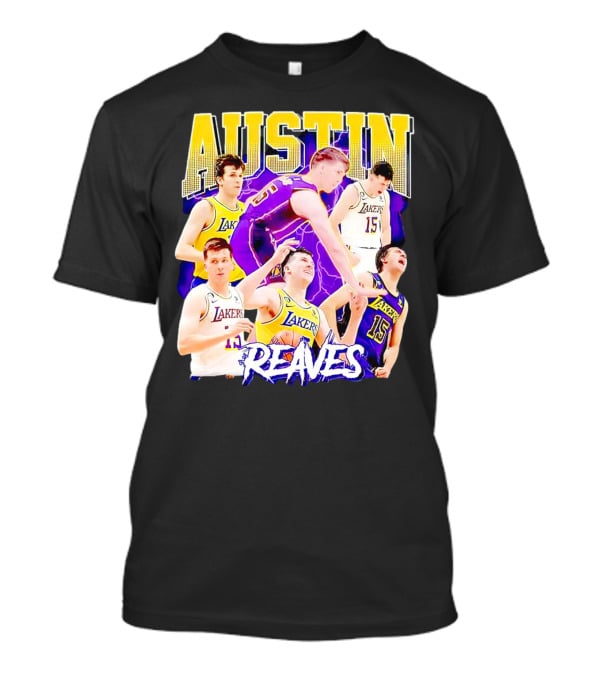 Austin Reaves Lakers Basketball Dynamic Action Collage T-Shirt