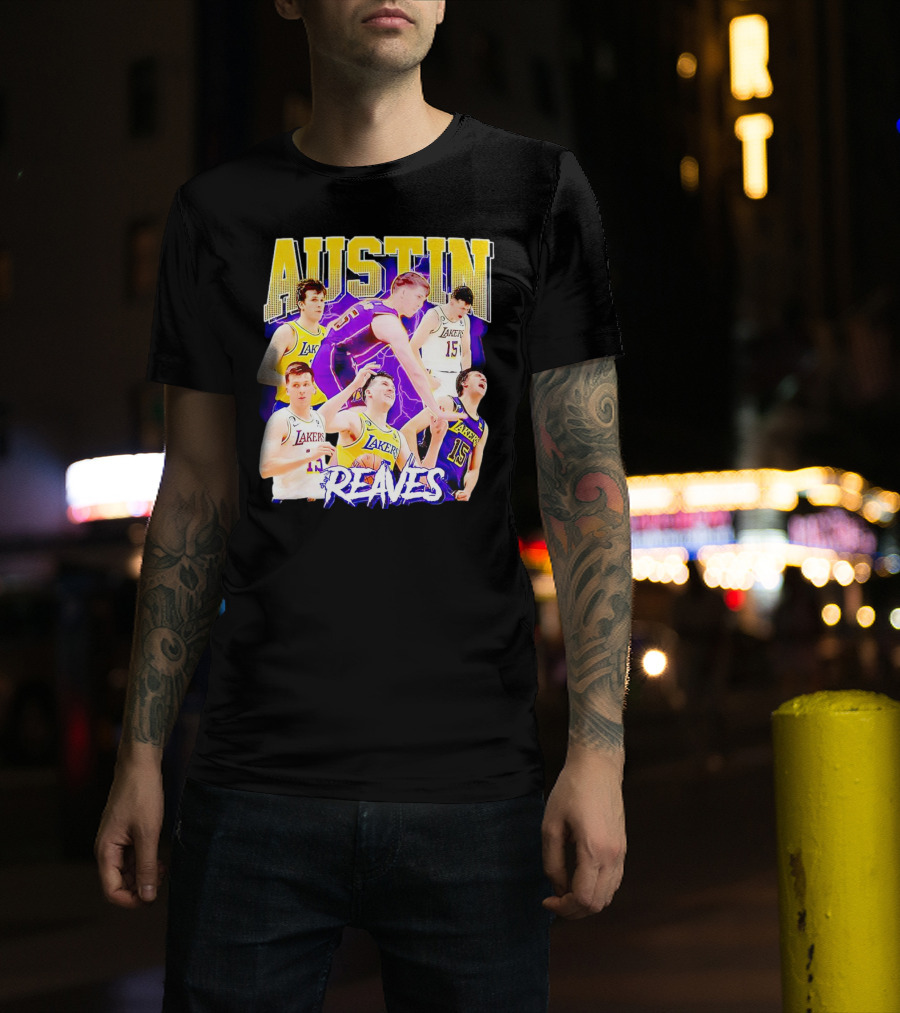 Austin Reaves Lakers Basketball Dynamic Action Collage T-Shirt