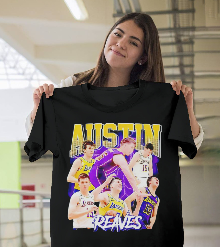 Austin Reaves Lakers Basketball Dynamic Action Collage T-Shirt