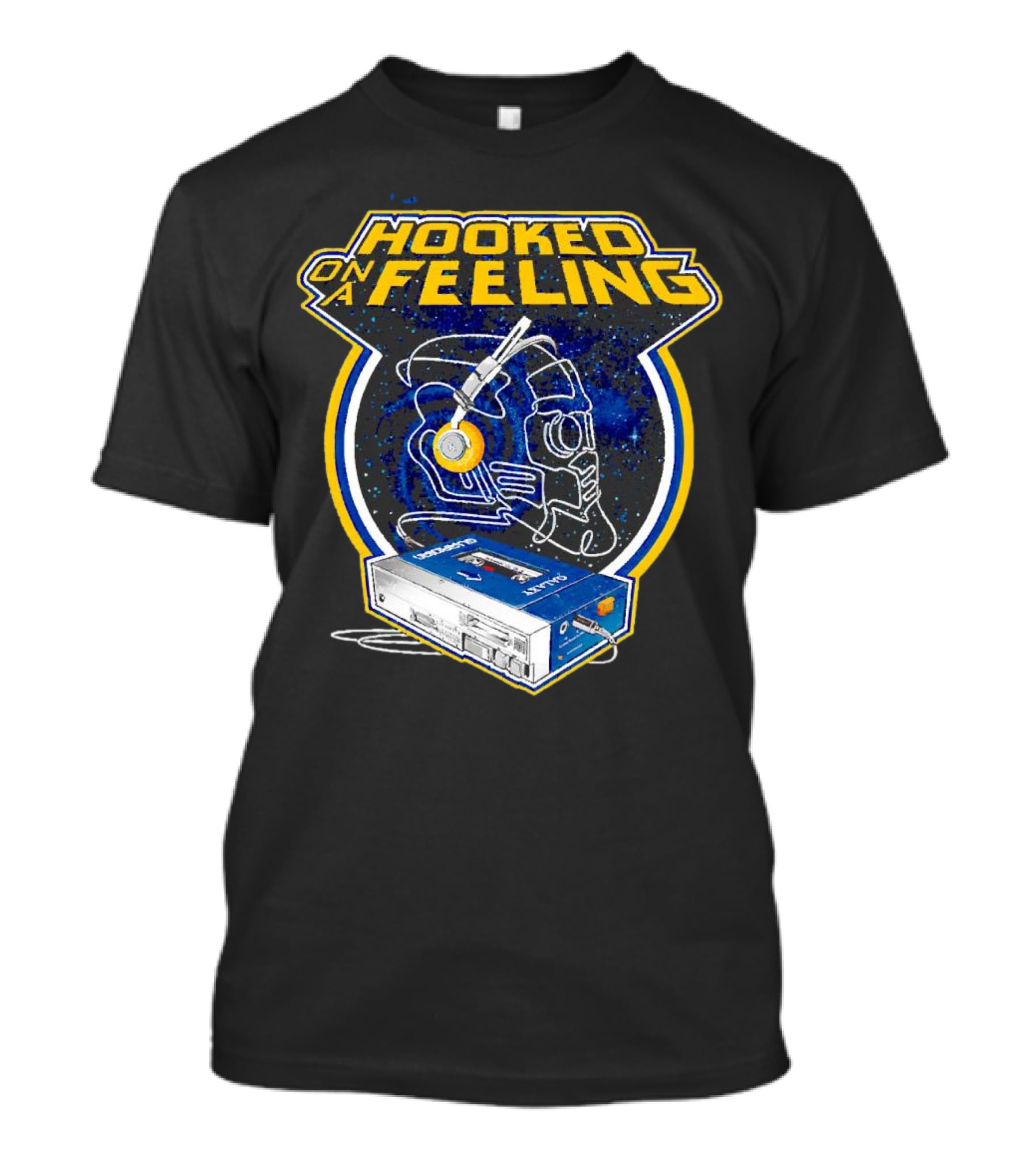 Hooked On A Feeling Cassette Tape And Headphones Space T-Shirt