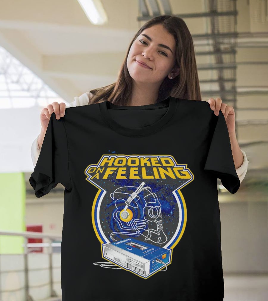Hooked On A Feeling Cassette Tape And Headphones Space T-Shirt