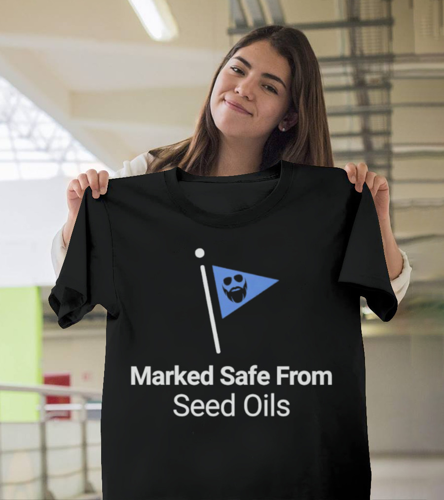 Marked Safe From Seed Oils Bearded Face Flag T-Shirt