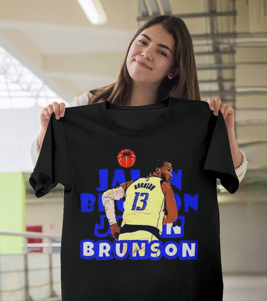 Jalen Brunson Basketball Highlight In Blue And White Jersey 13 T-Shirt