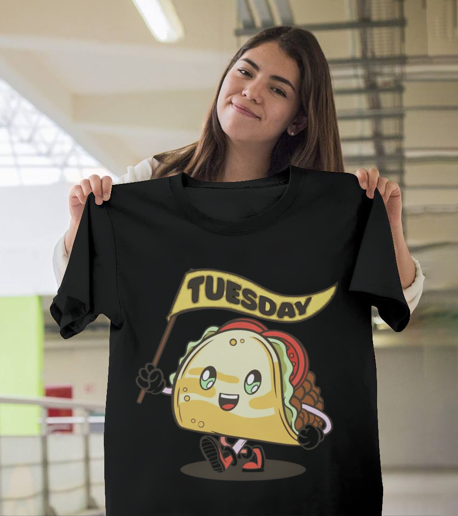 Happy Taco Holding Tuesday Flag T-Shirt