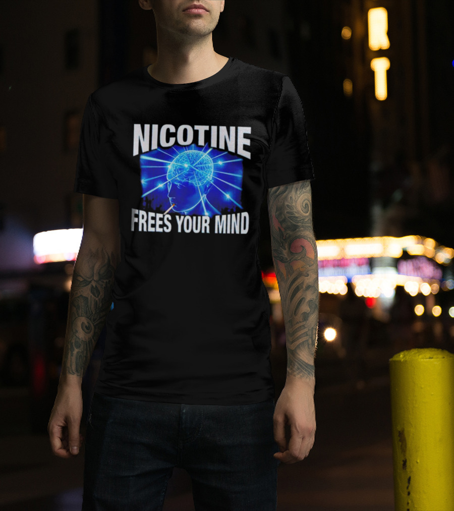 Nicotine Frees Your Mind Electric Brain Smoke Effect T-Shirt