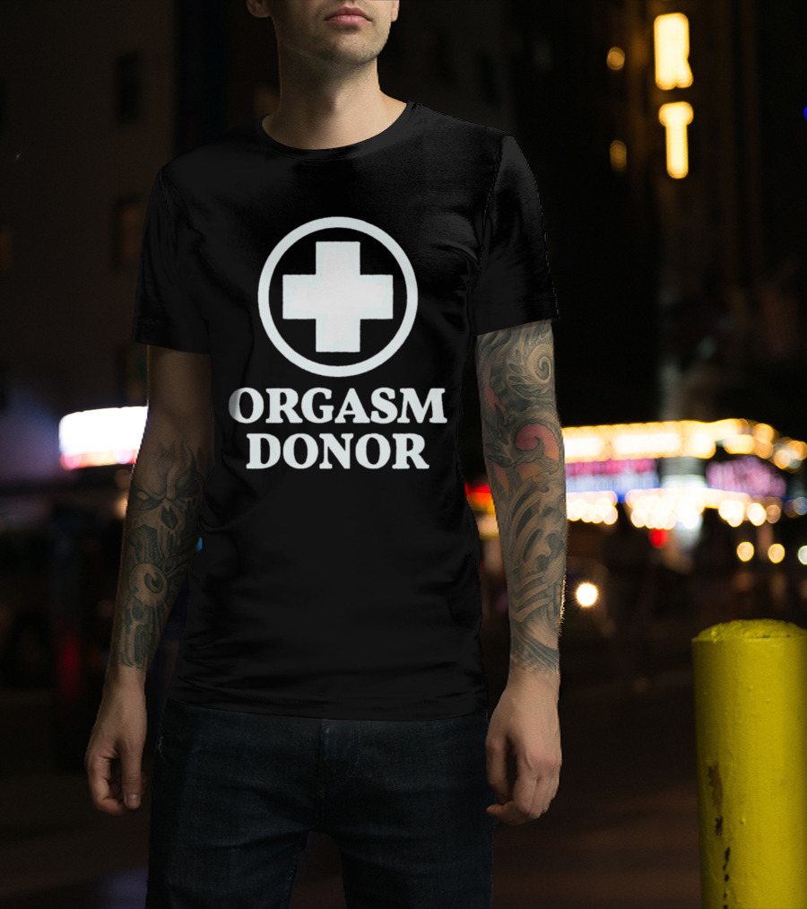Orgasm Donor White Cross Circle T-Shirt