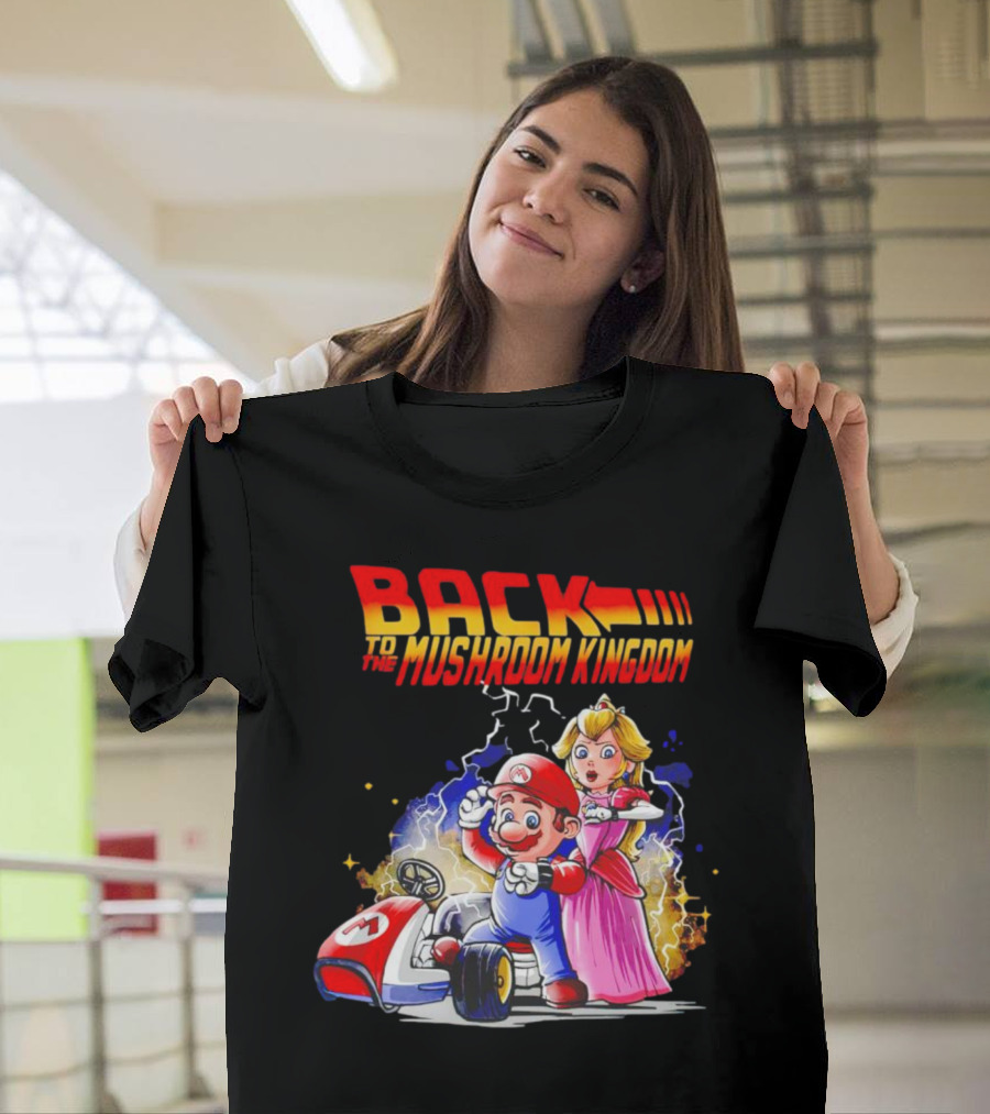 Back To The Mushroom Kingdom Mario Princess Kart Lightning Retro Adventure T-Shirt