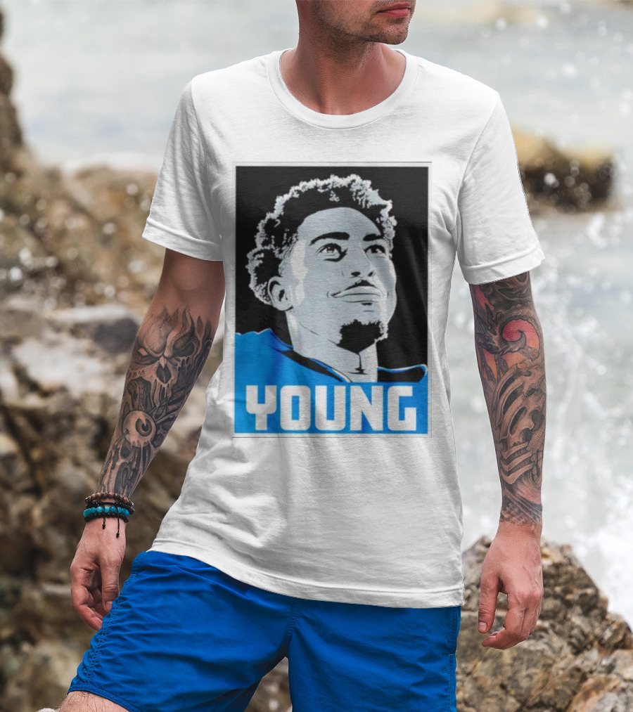 Bryce Young Football Portrait Black And Blue Young T-Shirt