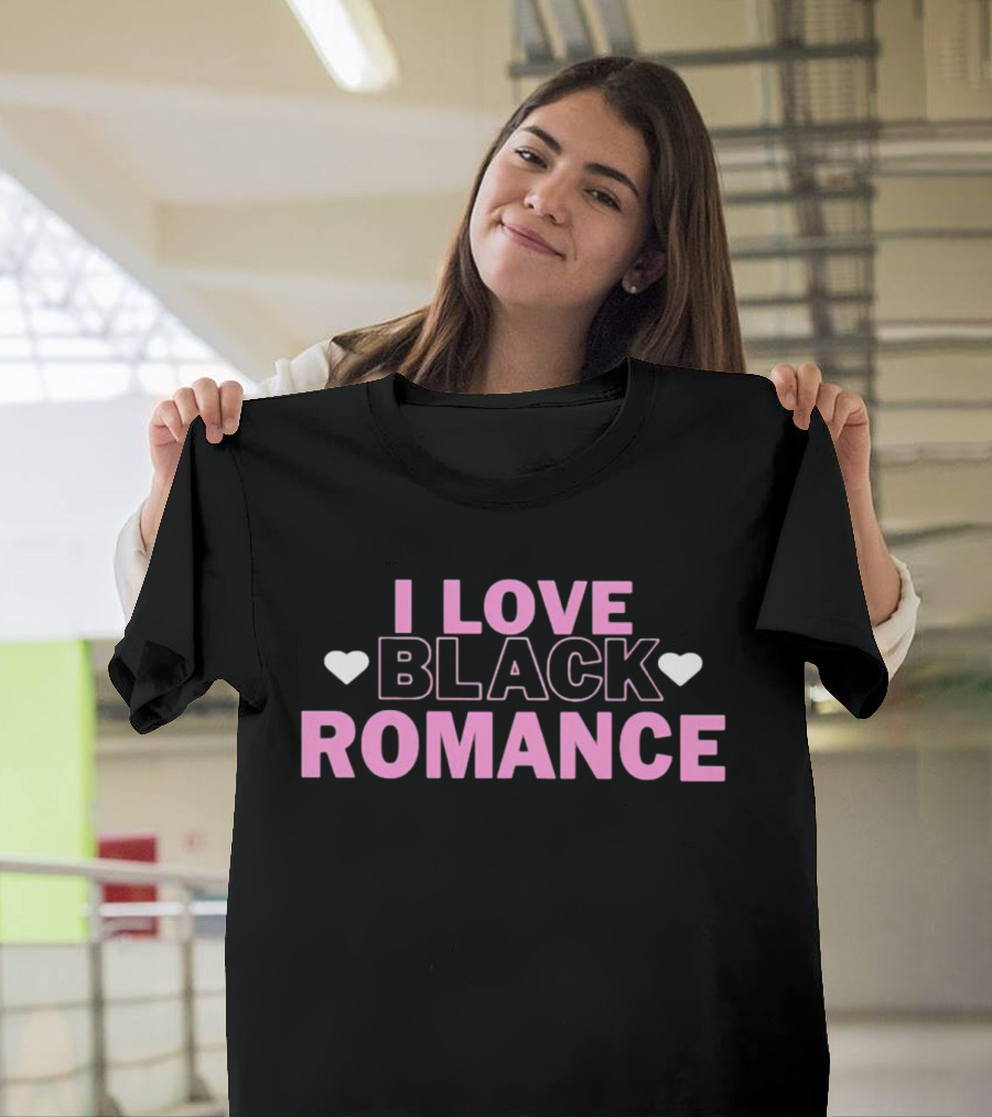 I Love Black Romance Hearts T-Shirt