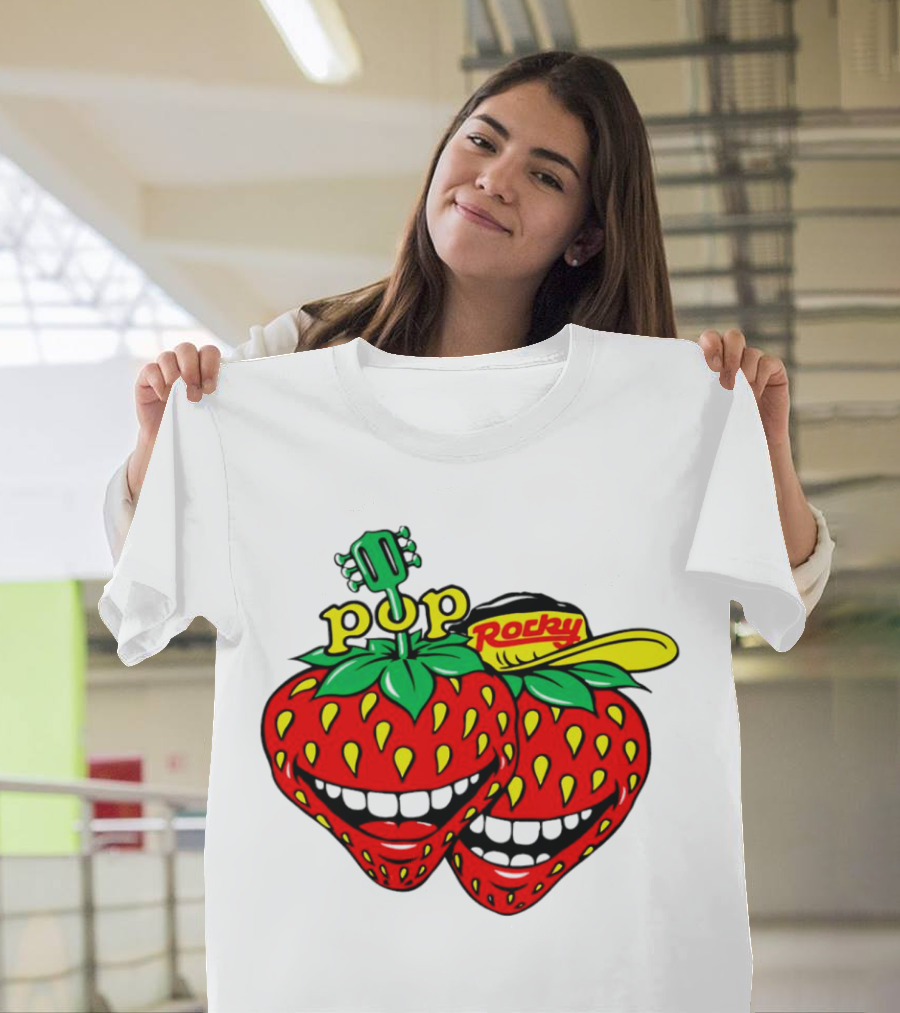 Strawberry Pop Rocky with Guitar and Caps T-Shirt