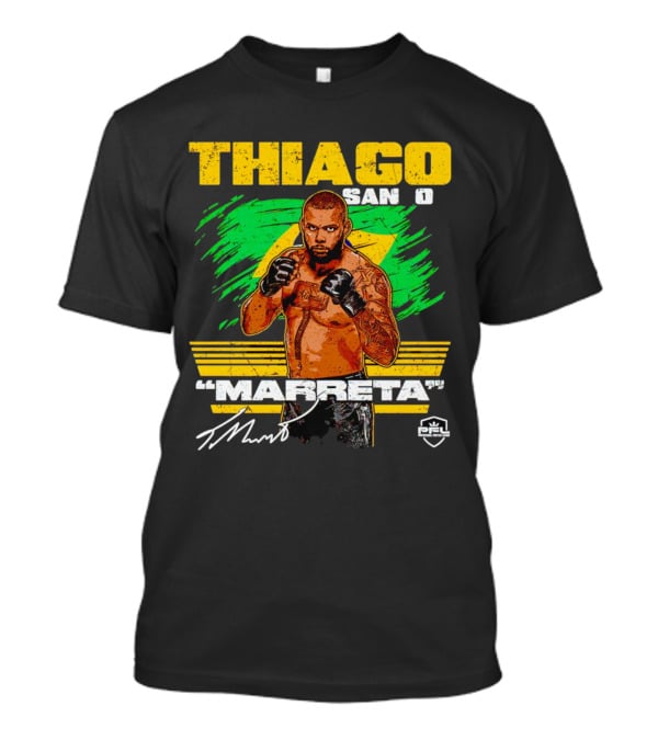 Thiago Santos Marreta PFL Signature MMA Fighter Brazilian Flag Background T-Shirt