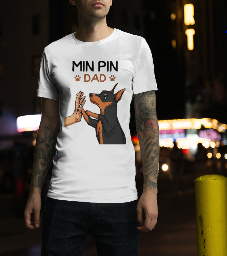 MIN PIN DAD Father's Day Dog Paw T-Shirt