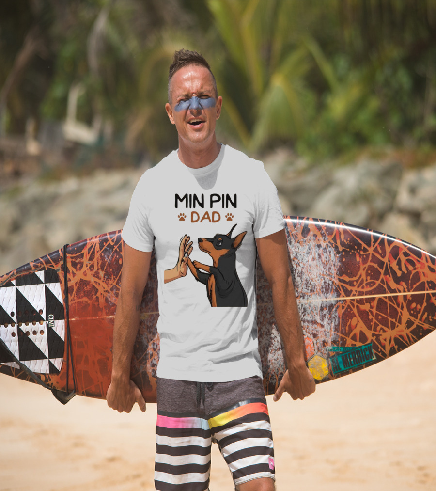 MIN PIN DAD Father's Day Dog Paw T-Shirt