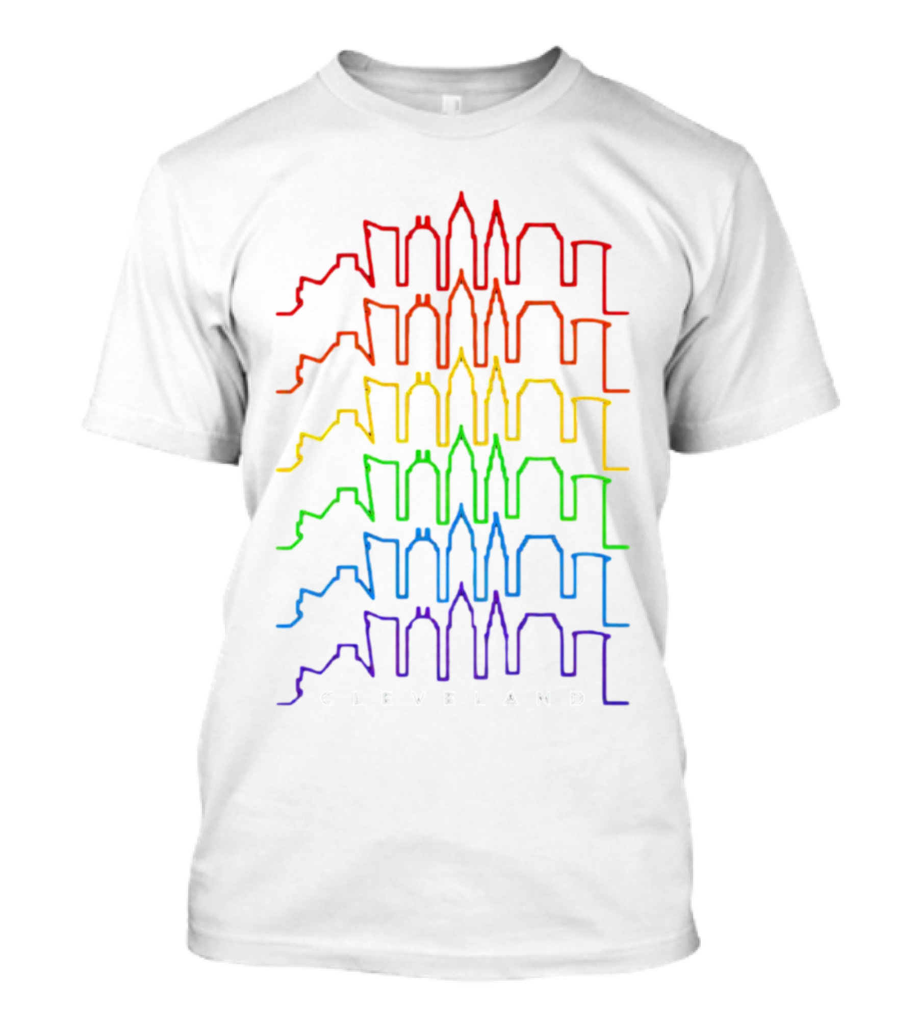 Cleveland Skyline Rainbow Colors T-Shirt