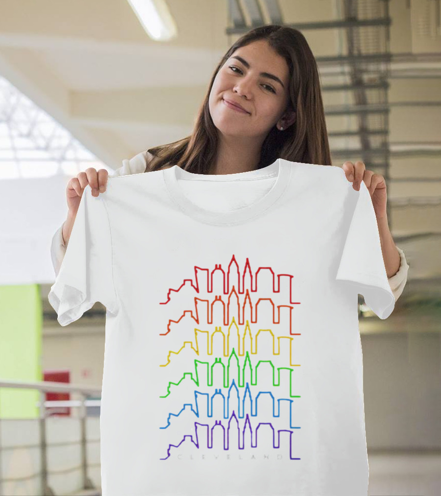 Cleveland Skyline Rainbow Colors T-Shirt