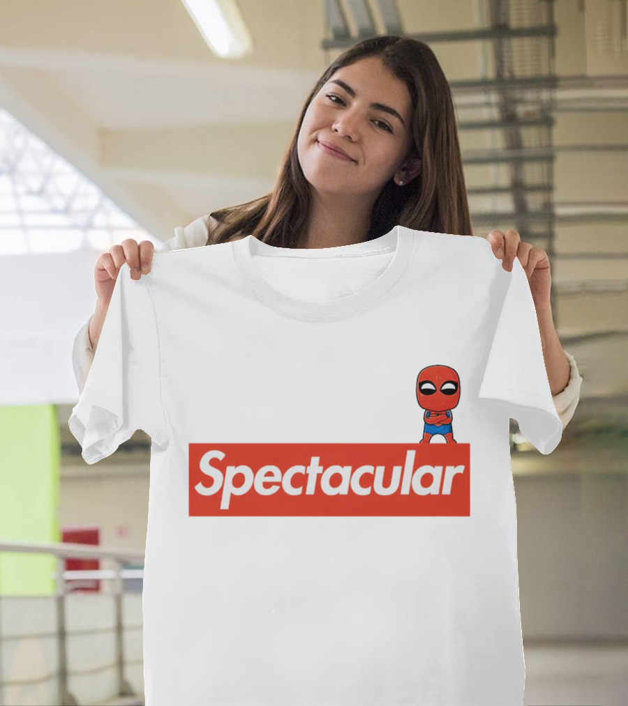 Spectacular Spider-Man Comic Look with Iconic Red Block T-Shirt