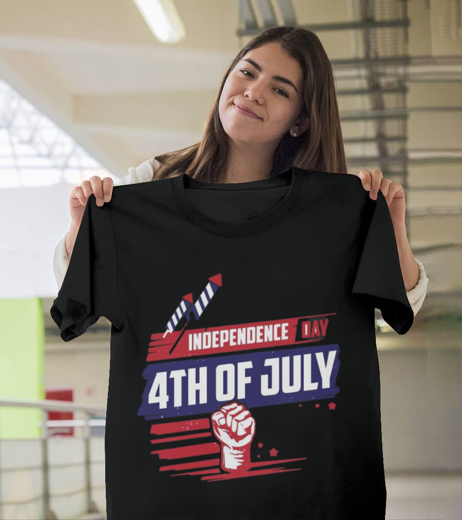 Independence Day 4th of July Fireworks and Fist T-Shirt