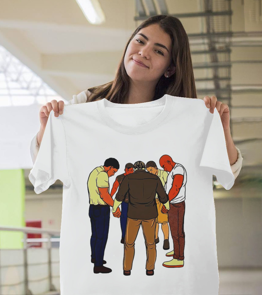 Black Men Praying In Circle Together T-Shirt