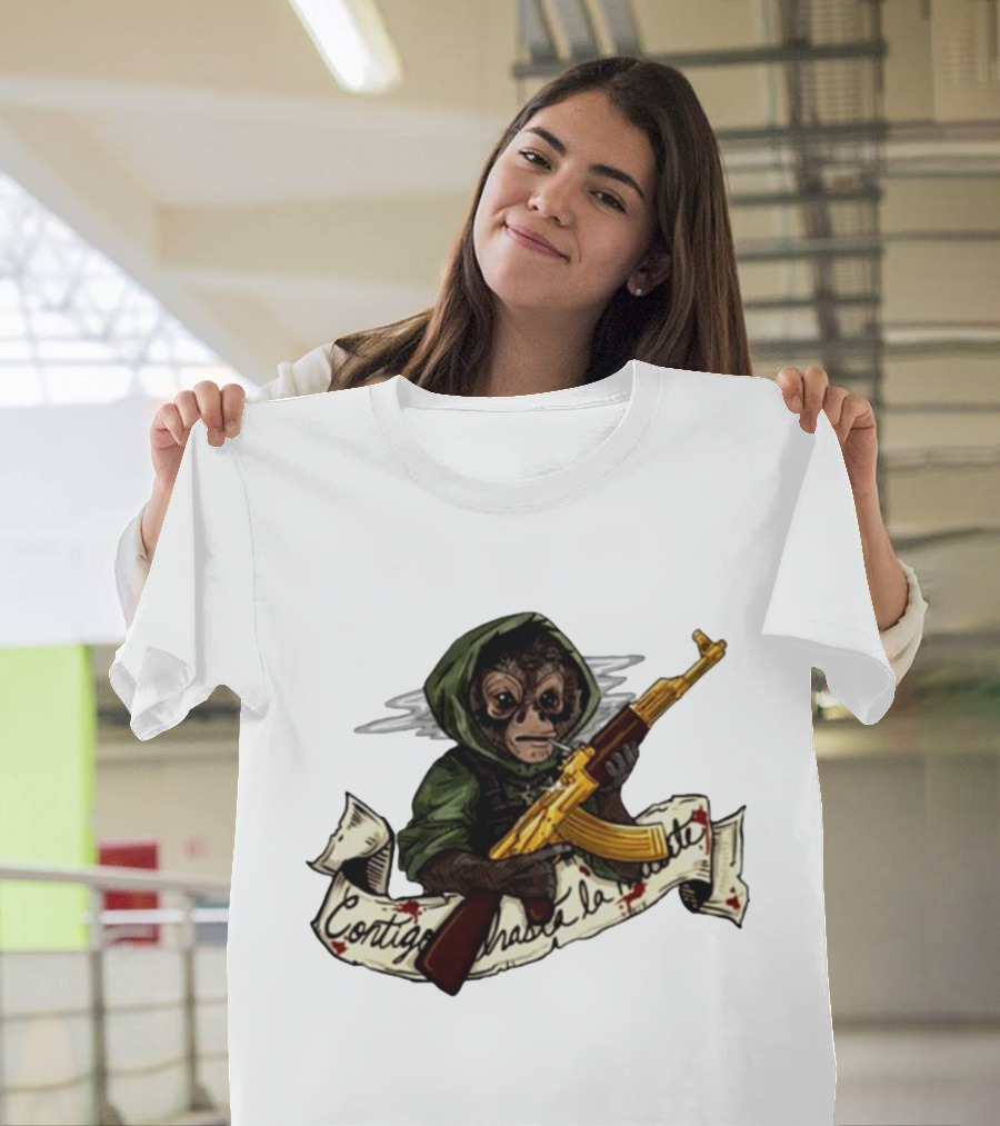 El Changuito Contigo Hasta La Muerte Monkey With AK-47 T-Shirt