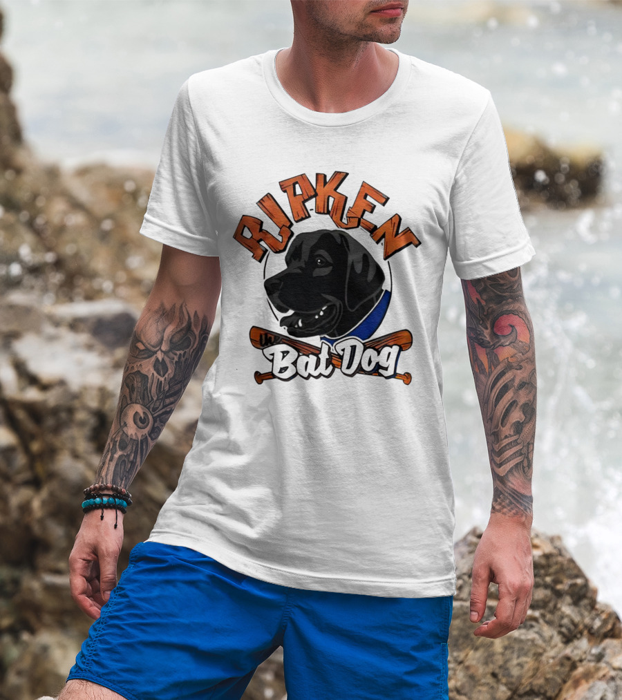 Ripken Bat Dog Baseball Themed Canine Mascot T-Shirt