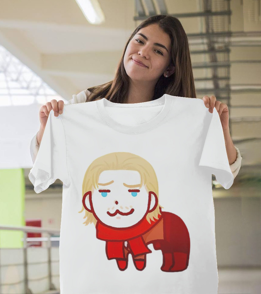 Ocelot Creature Blonde Character In Red Scarf And Outift T-Shirt