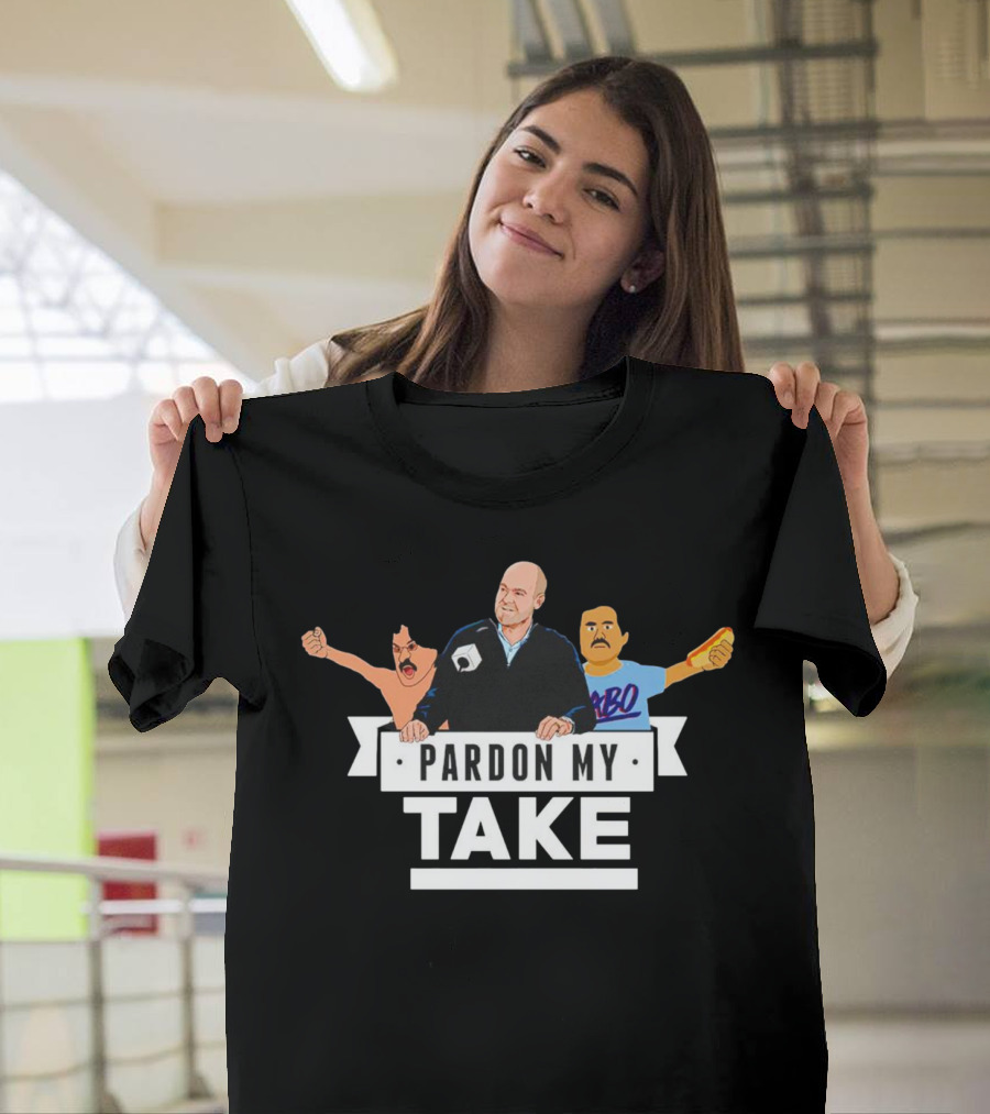 Pardon My Take Podcast Style With Characters and Sandwich T-Shirt