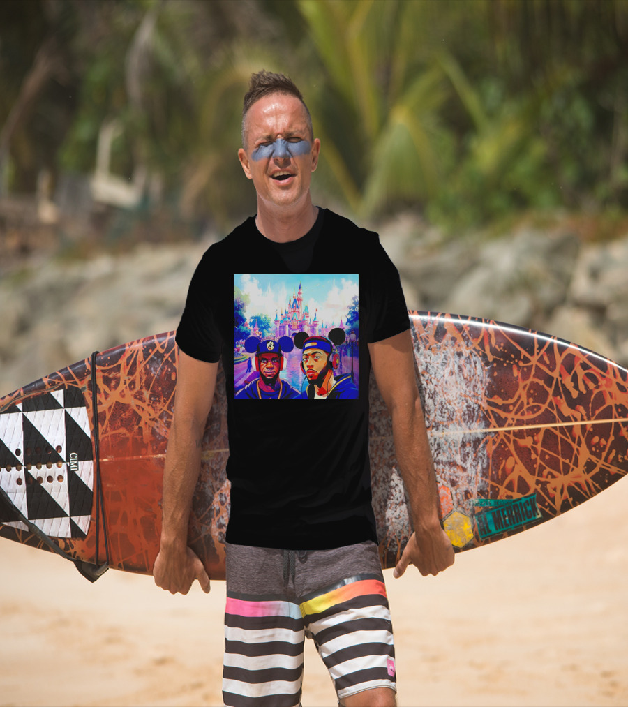 Lebron James And Anthony Davis Disneyland Mickey Mouse Ear Headphones Lakers Basketball Fun T-Shirt